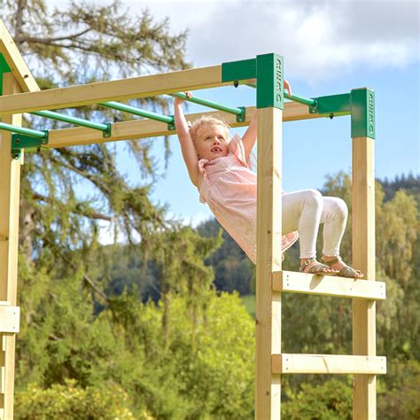 Rebo Adventure Playset Wooden Climbing Frame With Monkey Bar Swings