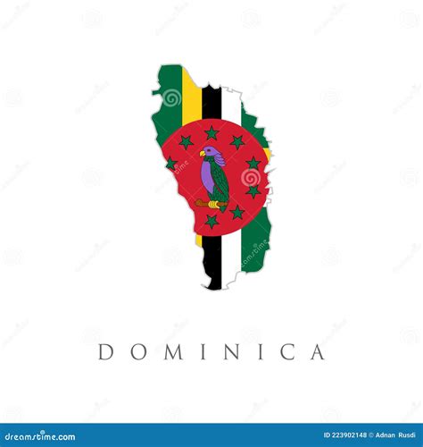 Dominica Detailed Map With Flag Of Country Map Of Dominica With The Dominican National Flag