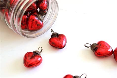 Red Heart Mercury Glass Ornaments Glass Heart Ornament Etsy