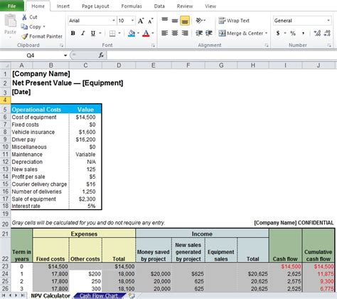 Professional Net Present Value Calculator Excel Template Excel Tmp