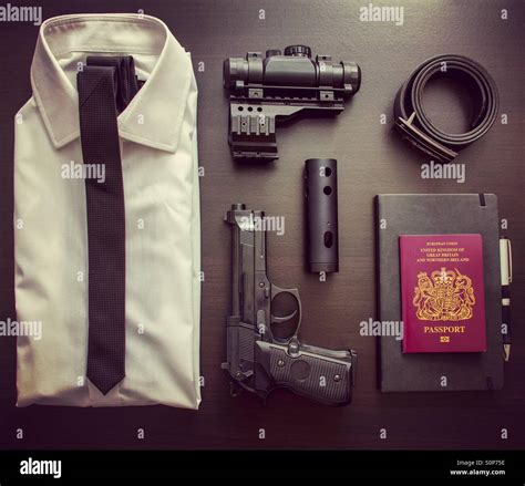 Secret Agent Spy Travel Kit Stock Photo Alamy