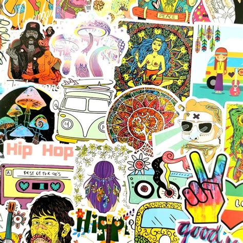 50pcs Hippy Stickers Planner Stickers Laptop Stickers Etsy