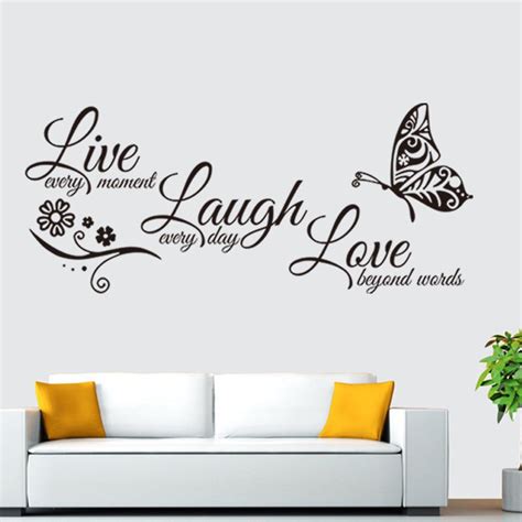 Live Laugh Love Butterfly Flower Wall Art Sticker Wall Decals Quotes