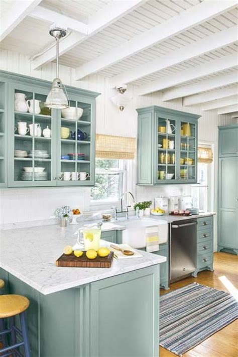 The color on the kitchen tile has a slight hint of blue to give it some interest. Best Kitchen Cabinet Colors for Small Kitchens (with Pictures)