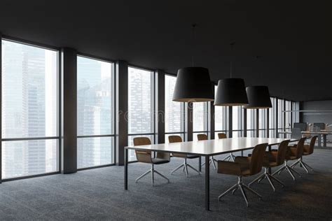 Modern Conference Room Interior With Window And City View Stock