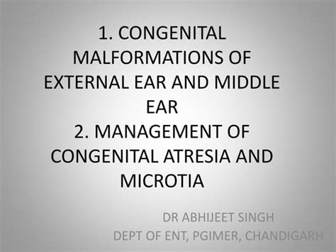 Congenital Malforation Of Ear And Its Management Ppt