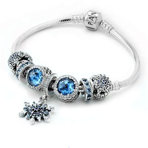 925 Sterling Silver Finished Pandora Charm Bracelet Blue Christmas