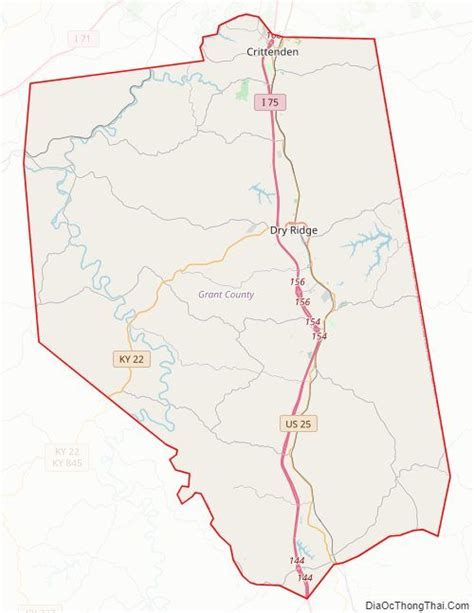 Street Map Of Grant County Kentucky Kentucky