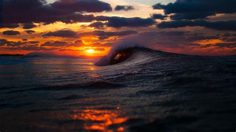 Sea Waves Sunset 1920x1080 Rwallpaper
