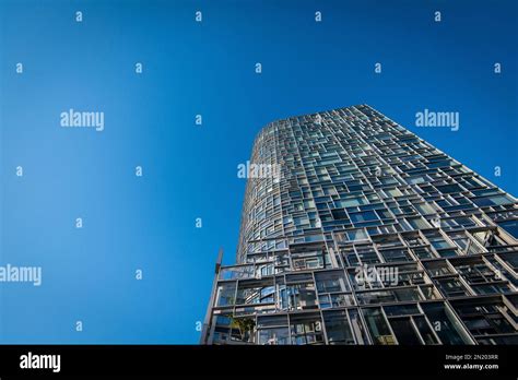Modern Futuristic Office Building In A Big City Stock Photo Alamy