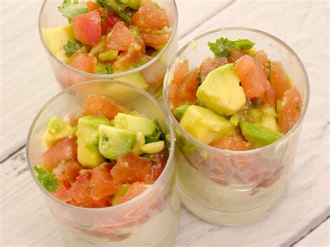 Verrines de saumon fumé et purée d avocats Recette de Verrines de