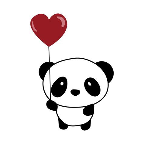 Cute Chibi Panda Valentine Balloon Heart Panda Bears Pin Teepublic