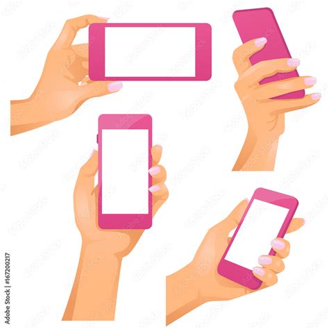 Female Hands In Realistic Style With Phones In Them There Is Illustration Of Naked Female
