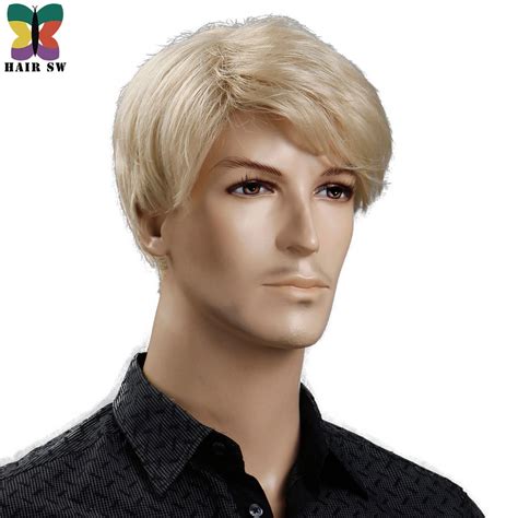 Hair Sw Synthetic 6inch Short Blonde Wig Natural Hair Men Straight
