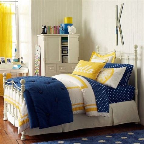 Try classic navy blue with a bright golden yellow! blue and yellow nice idea for a guest bedroom | Perfect ...