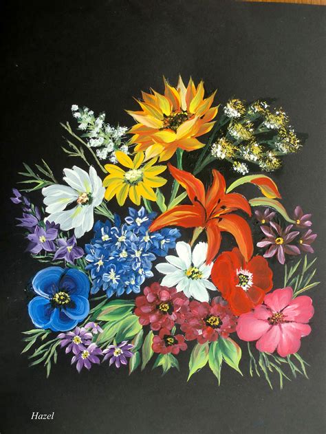 One Stroke Floral Spray Painted By Hazel Lynn Floral Paintings