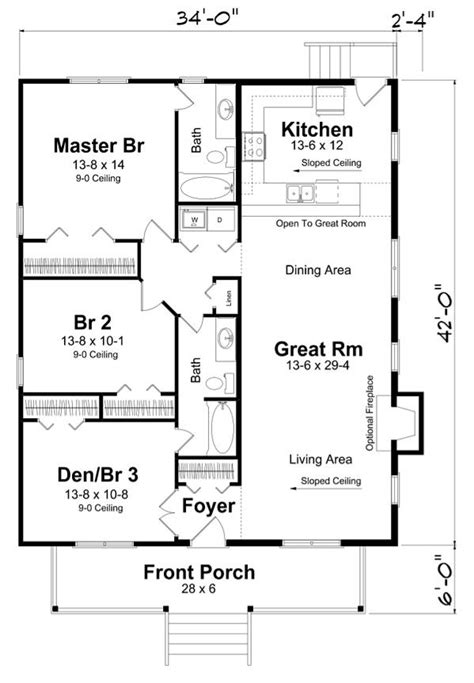 Download 4 Bedroom House Plans One Story Rectangular Background