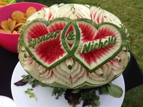 Bride And Grooms Names In A Watermelon Carving Super Festive Fruit