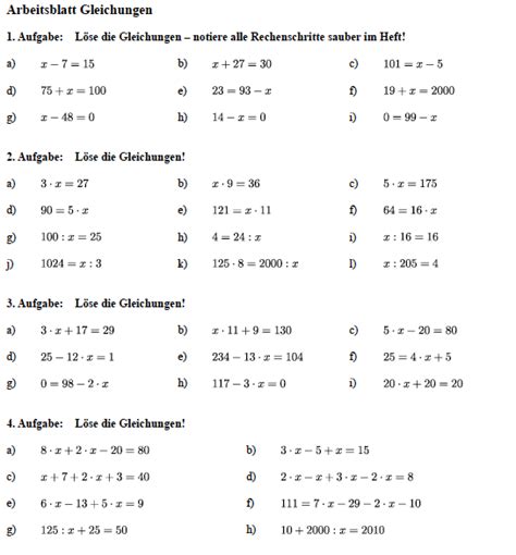 Kostenlose übungen und arbeitsblätter zum thema gleichungen für mathe in der 8. Einfache Terme und Gleichungen in Klasse 5 üben ...
