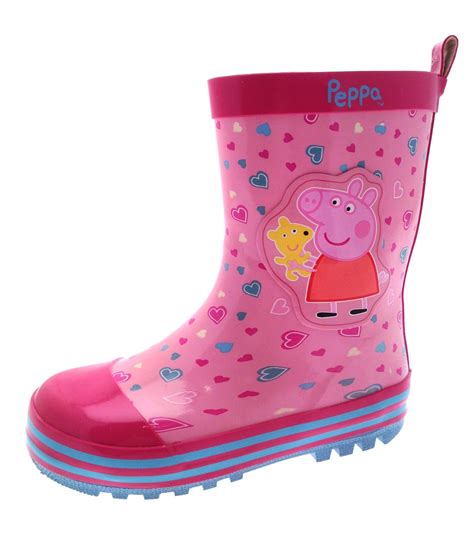 Girls Peppa Pig Rubber Wellingtons Snow Boots Pink 3d Wellies Kids Size