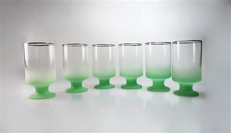 Blendo Footed Glasses West Virginia Glass Specialty Set Of 6 Green