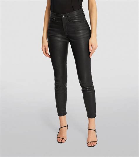 Rag And Bone Black Leather Nina High Rise Skinny Jeans Harrods Uk