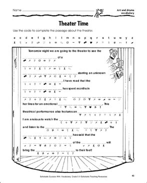 Theater Time (Art and Drama Vocabulary) | Printable Skills ...