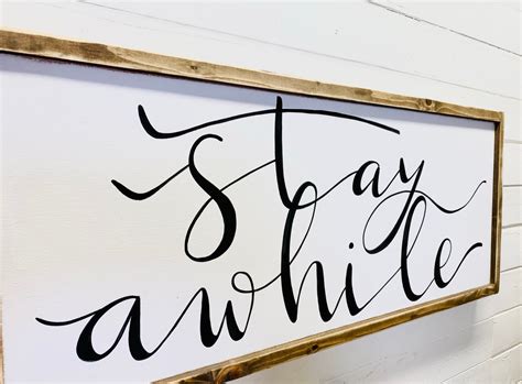 Stay Awhile Sign Stay Awhile Living Room Sign Wall Decor Etsy