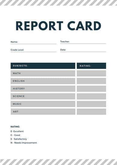 Homeschool Report Card Template 9 Templates Example