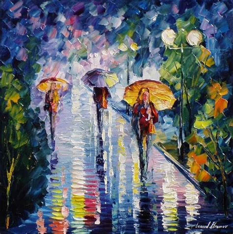Into The Rain By Leonid Afremov By Leonidafremov Love Painting Oil