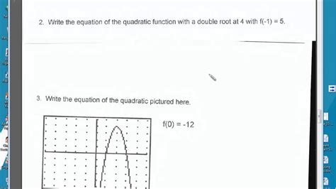Watch the video explanation about writing quadratic equations in standard form given the solution be x minus root three times x plus root. writing quadratic equations in root form given roots and a ...