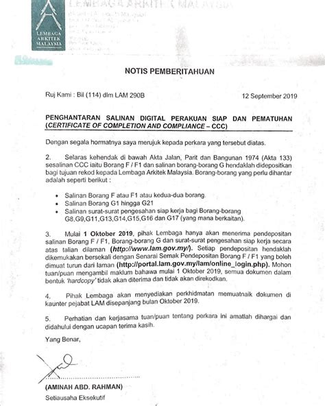 The malaysian government has laid down strict requirements, which must be fulfilled before a certificate of completion and compliance can be issued and the constructed building is considered safe to use. Borang F1