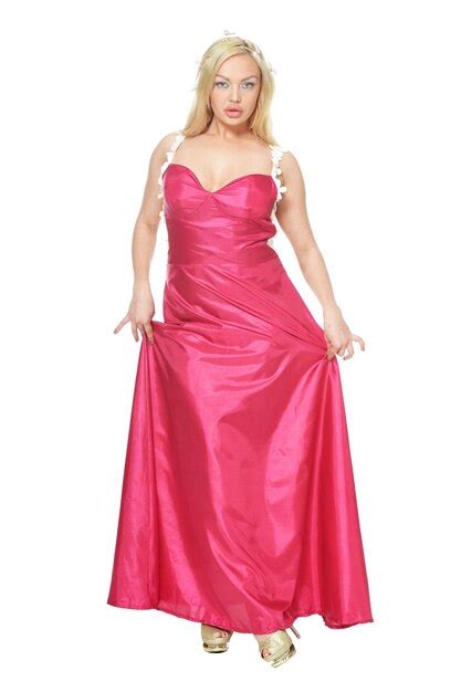 Premium Photo Beautiful Woman In Pink Dress Posing