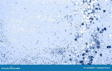 Classic Blue Confetti And Stars And Sparkles On Blue Background Stock