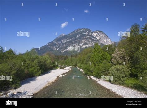 At The Loisach River Garmisch Partenkirchen Bavaria Germany Stock