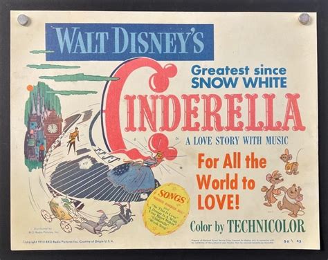 Cinderella 1950 Original Disney Lobby Card Movie Poster Hollywood