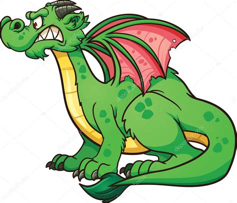 Dragón Dragón De Dibujos Animados Dibujos Animados Gradiente Verde