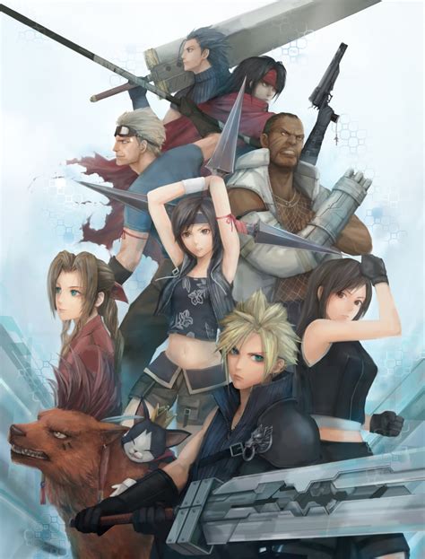 Miche Aerith Gainsborough Barret Wallace Cait Sith Ff7 Cid Highwind Cloud Strife Red