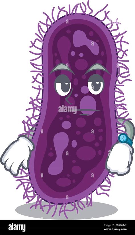 Mascot Design Of Lactobacillus Rhamnosus Bacteria Showing Waiting