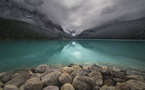 Indir Duvar Kağıdı Rezerv Louise Su Göl Park Kanada Taşlar