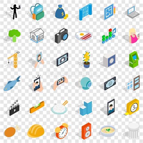 Characteristic Icons Set, Isometric Style Stock Vector ...