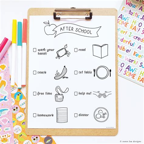 After School Chore Chart Instant Printable Afternoon Jobs