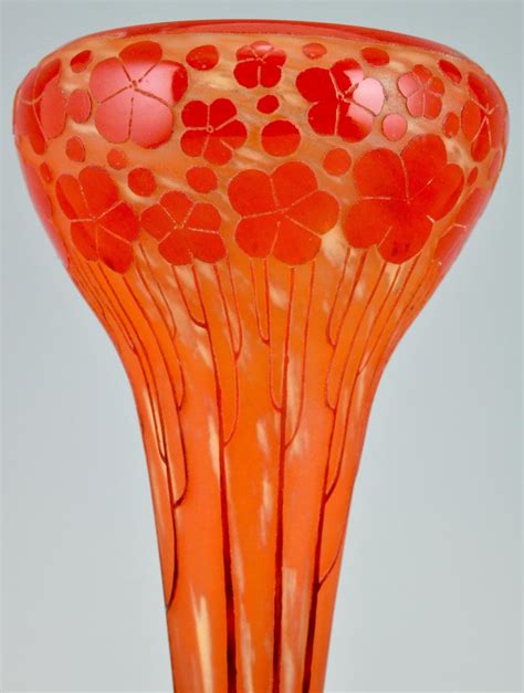 Art Deco Cameo Glass Vase Cardamines Charles Schneider And Le Verre Français At 1stdibs