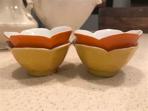 Vintage Lot Of 4 Porcelain Tulip Bowls Roce Bowl Condiment Etsy
