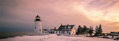 Maine Pemaquid Lighthouse After Winter Snow Storm