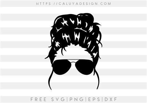 Free Messy Bun And Sunglasses Svg Dxf Eps Png File