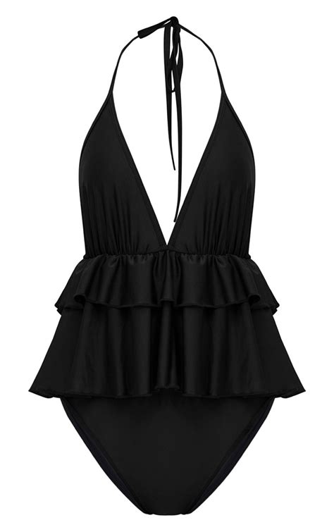 Black Frill Layer Swimsuit Swimwear Prettylittlething