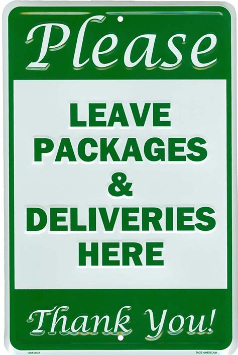 Leave Packages And Deliveries Here Sign Aluminum Metal Parcel Drop Box Notice For Amazon Ups