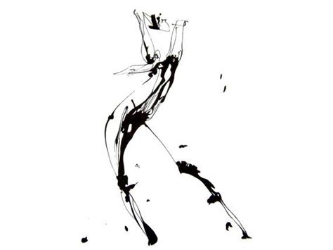 Original Abstract Human Figure Ink Drawing By