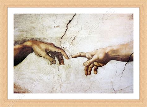 The Creation Of Man By Michelangelo Framed Canvas Wall Art Painting